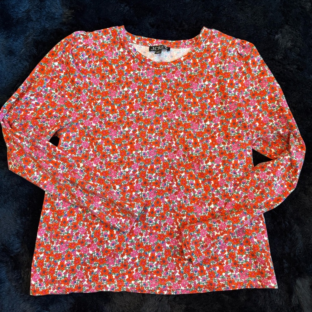 J.Crew High-neck puff-sleeve top SZ L